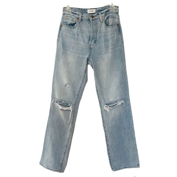 Pistola Cassie Super High Waist Straight Leg Jeans By My Side Light Wash Sz 26 - Picture 3 of 16